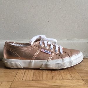 Superga shiny pink sneakers
